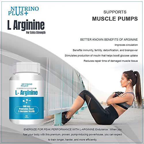 Image of L-Arginine 500mg Supplement - Amino Acid Tablets for Men & Women | Supports Circulation & Cardiovascular Health | 120 Tablets | Non-GMO, Gluten Free, USA Formulated