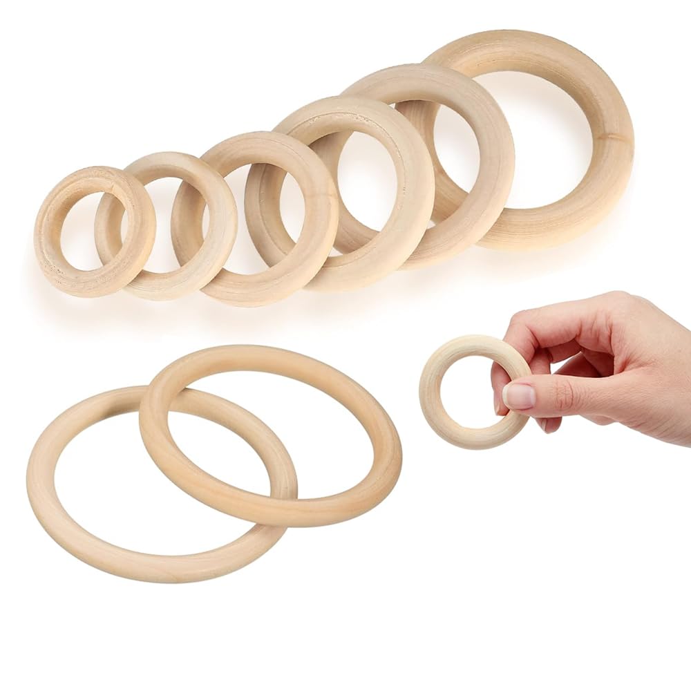 LECZIVOEN 20Pcs Natural Wooden Rings for Crafts, Unfinished Wood Rings for Macrame Pendant Connectors?DIY Making, Craft Rings, Wood Teething Ring (2.17inch/5.5cm)