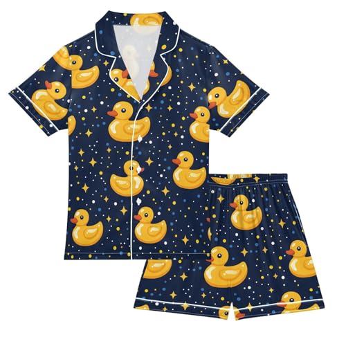 Rubber Ducks Cute Print Pajamas Set Summer Button Down Sleepwear Pjs Sets Comfy Loungewear