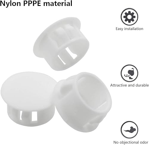 Miniatura 3 de Qjaiune 30 tapones de plástico de 0.630 in (58 pulgadas), tapas de extremo de tubería de color blanco con cierre a presión para tubos de esgrima de