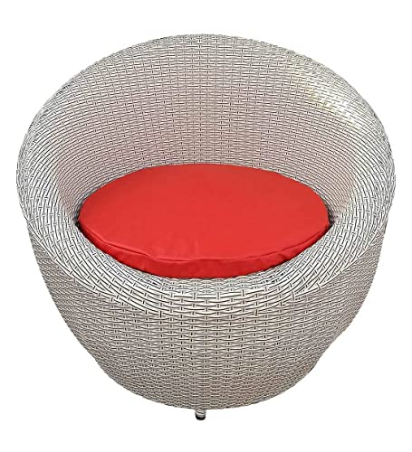 Image of Artic Fashion Apple Chairs Table Set 4+1 Wicker Patio Furniture Sets 4 Chair and 1 Table with Cushions for Garden Balcony Bedroom Powder Coated Frame Uv Protected Wicker (Off White+Red)