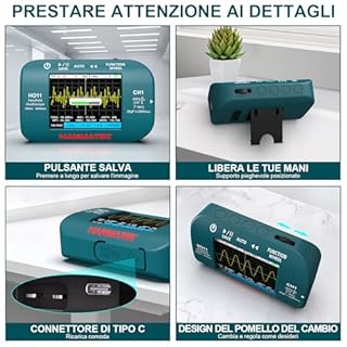 HANMATEK Oscilloscopio Digitale,Mini Oscilloscopio da 2,8"TFT, Larghezza di Banda di 10 MHz, Campionamento ad Alta Precisione di 48 msa/s, Ricaricabile via USB HO11