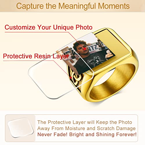 Custom4U Personalized Rings for Men,Photo & Name Engraved Sizes 12 - image 3