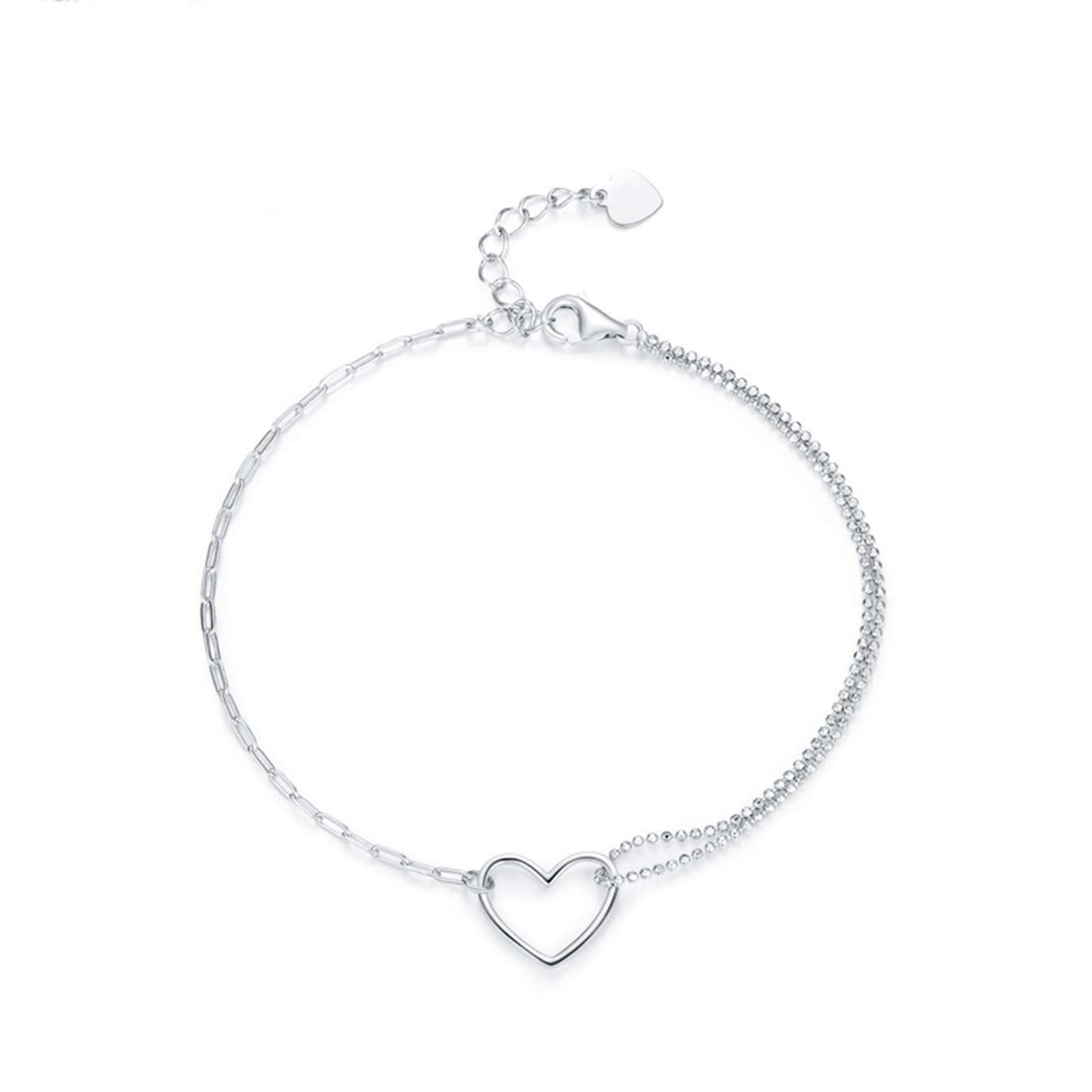 Pulsera de moda para mujer, pulsera de Navidad con corazón para mujer, PT950 y oro blanco de 9 quilates, 14 y 18 quilates