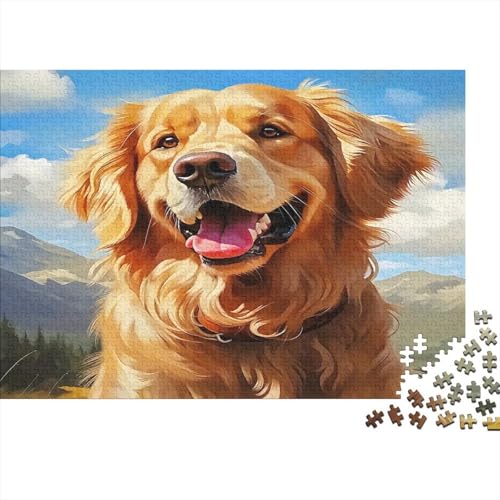 Perro Tierno Rompecabezas Sostenible Alto Nivel de Dificultad, Decorativo y Antiestrés Perro en Montañas, Regalos para Mujeres y Hombres 70x50cm/1000 Piezas