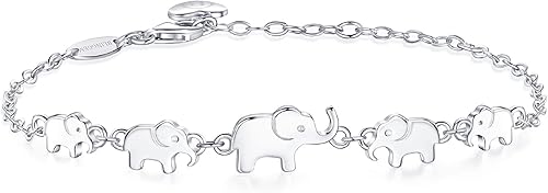 BlingGem Pulsera de elefantes para mujer, plata de ley 925, pulsera de generaciones para abuela, madre, hija, joyería de animales, regalos de