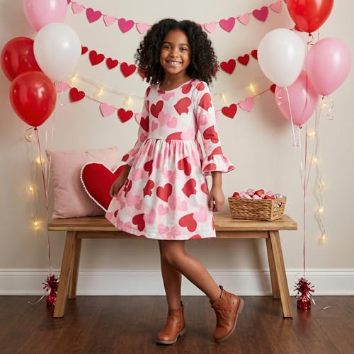Image of Girls Long Sleeve Ruffled Dresses for Toddlers and Kids