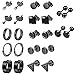 12 Pairs Männer Ohrringe Edelstahl, Herren Ohrringe Schwarz Titan Punk Ohrringe Kreuz Piercing Ohrstecker Runde Coole Ohrstecker Ohrclips Creolen Ohrringe Kreuz Baumeln Ohrringe für Männer Jungen