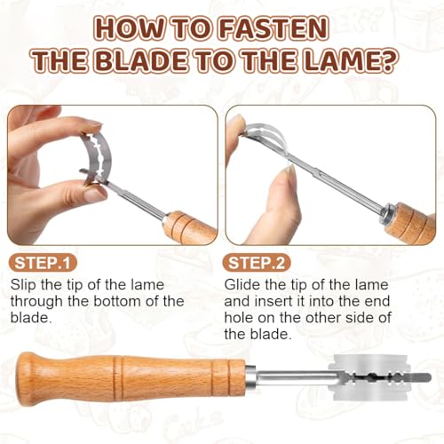 Image of Supvox Bread Lame with 5 Pieces Replaceable Blades, Stainless Steel Bread Knife with Wooden Handle, Professional Baking Kitchen Bread Lame for Bread Baking, Sourdough, Country Bread