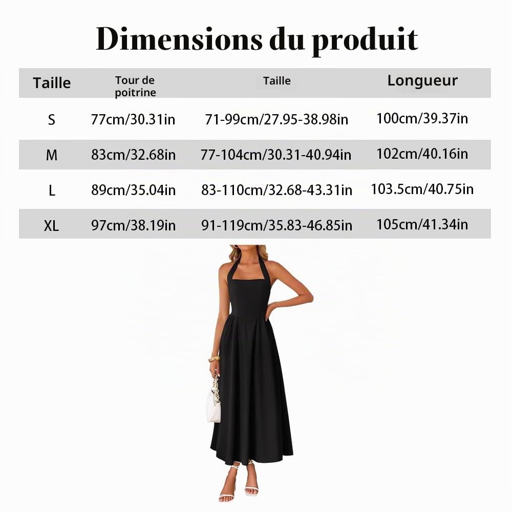 Robe Femme Sexy Dos Nu sans Manches Col en Carrée d'Été Longue Bohème Maxi Robes pour Soirée Cocktail Party