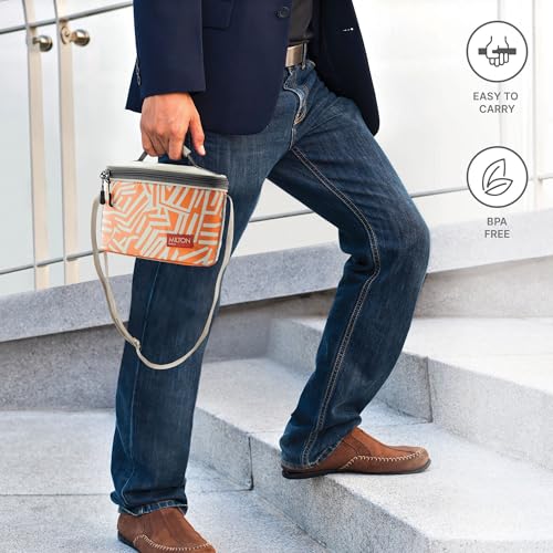 Image of MILTON Delicious Lunch Box with Insulated Fabric Jacket, 3 Stainless Steel Containers 210 ml, 340 ml, 500 ml &Tumbler 380 ml, Leak-Proof Tiffin for Office, College, Picnic, Orange