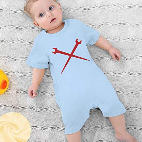 SDHEIJKY Baby Short Sleeve Bodysuit, Ironworker Crossed Tools Baby Boys Girls Onesie Clothes Sky Blue