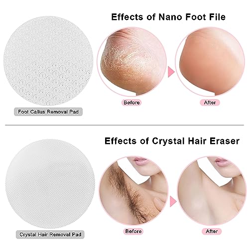 Electric Foot File Hard Skin Remover,2 in 1 Electronic Pedicure Foot Callus Remover and Crystal Hair Eraser for Feet Dead Skin,Cracked Heels,Hair Removal,2pcs Reusable Pads (USB Plug) - Image 2