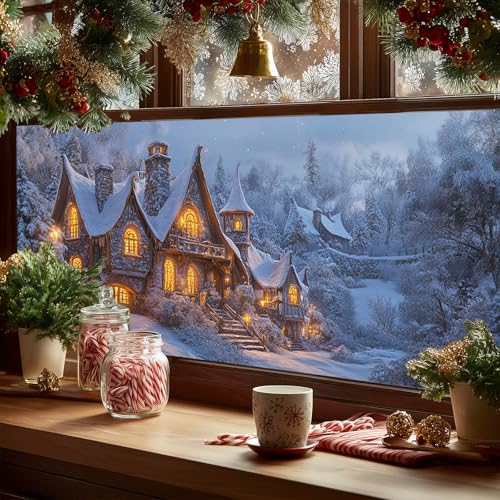 Película decorativa para ventana con diseño navideño 39.3×17.7 in miniatura 5