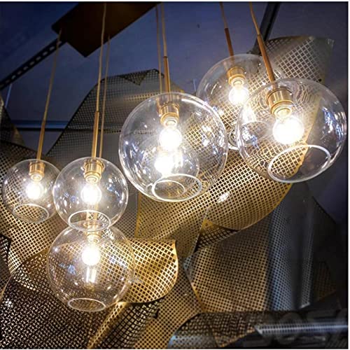 Lumières lustre suspension en verre argent éclairage restaurant moderne - 6