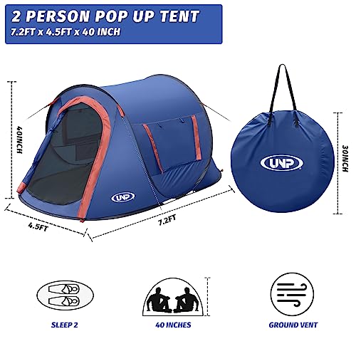 Image of Pop-up Tent,2 Person Camping Tent,Instant Portable Beach Tent,Easy Pop Up Shade Tents 2 Doors for Camping Hiking & Traveling with Carrying Bag