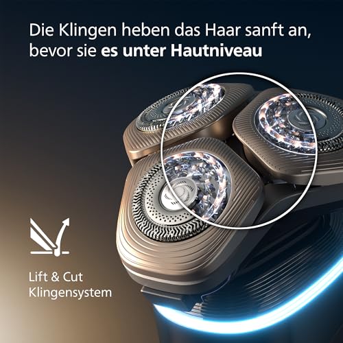 Philips elektrischer Rasierer i9000 Prestige Ultra für Herren, Nass- und Trockenrasur, schwarz, Druck- und Bewegungssensor, Trimmeraufsatz, Reinigungsstation, Ladestation und Reiseetui (XP9405/31) 3