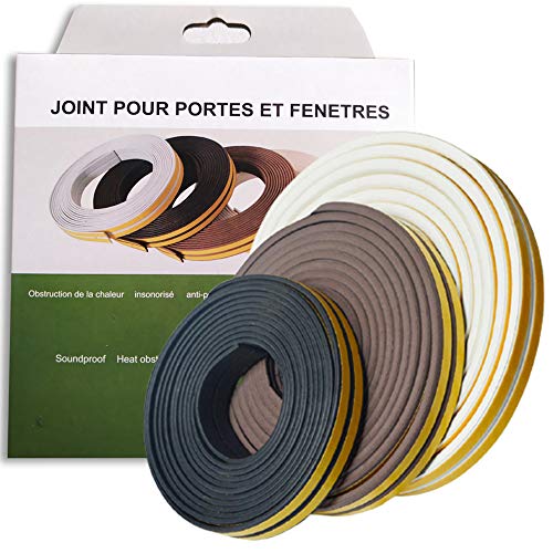 Joint adhésif plat 6M pour porte et fenêtre - Idéal pour limiter le passage du vent sans bloquer la fermeture (Gris) Cover
