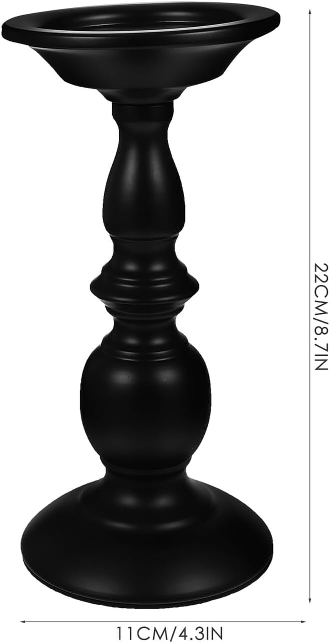 2pcs Vintage Iron Candle Holder Set, Black Decorative Tabletop Candlestick, Retro Household Candle Stand for Home Décor and Ambient Lighting