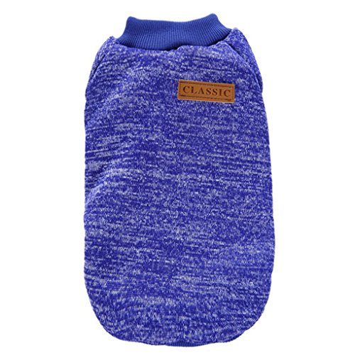 Image of Pet Dog Classic Knitwear Sweater Warm Winter Puppy Pet Coat Soft Sweater Clothing for Small Dogs (XXS, Dark Blue)