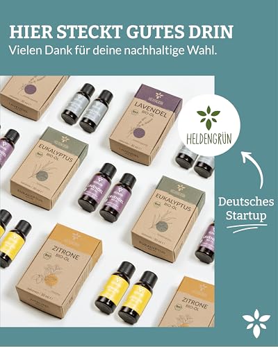 Heldengrün® BIO Pfefferminzöl [100% NATURREIN] - Reines Pfefferminzöl zum Verzehr - Frisch, belebend & klar - Minzöl aus Griechenland - Peppermint Oil