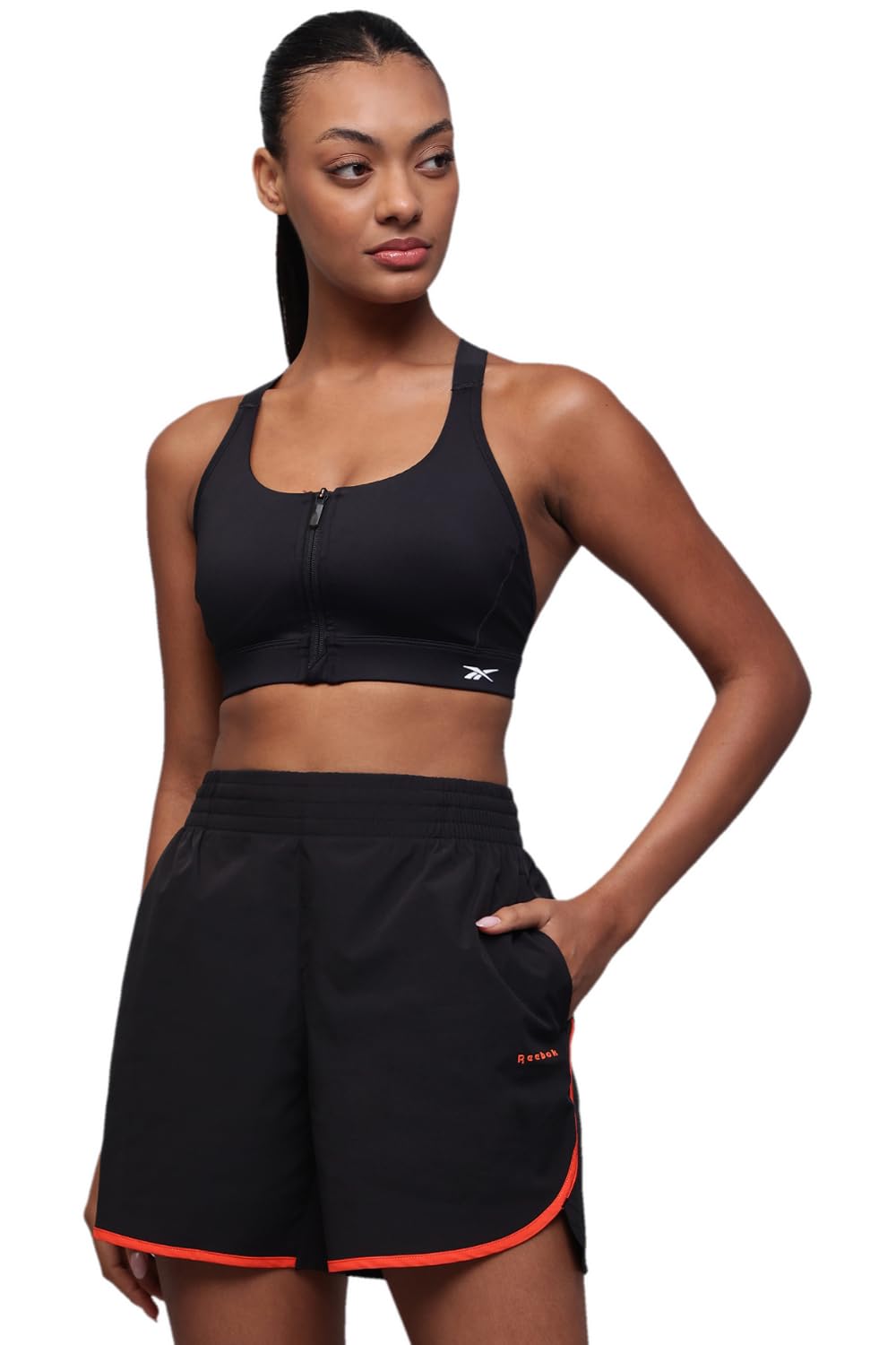 Reebok Lux Front Zip High Impact Bra Black