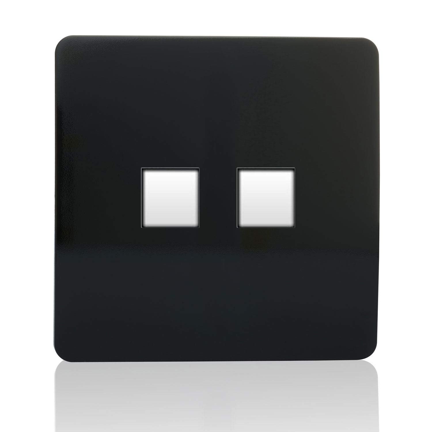 Trendi Switch Piano Black Trendi Telephone Socket + Rj45 Cat 5E & Cat 6 Pc Socket Black