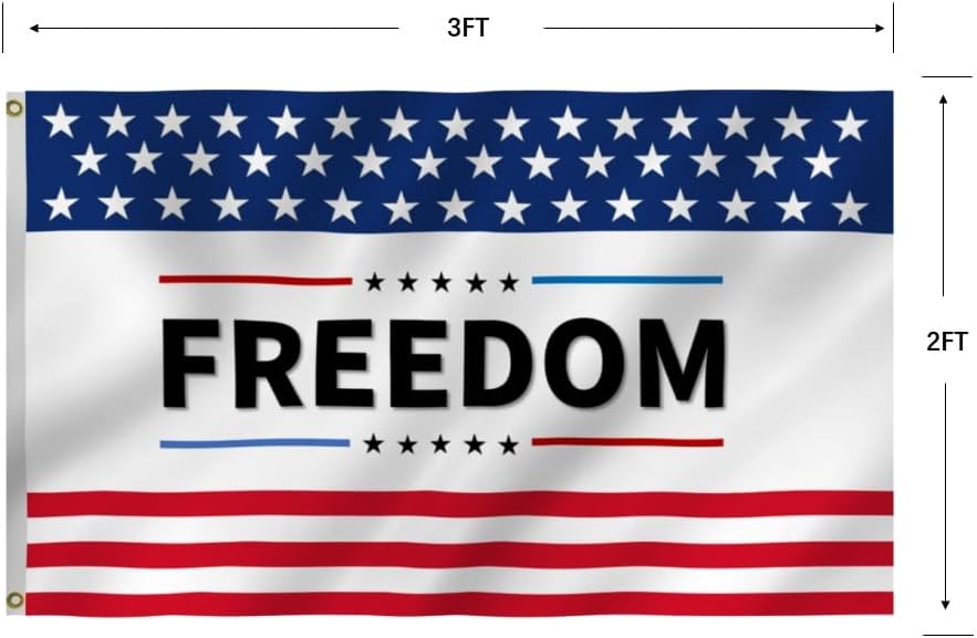 Freedom Flag 2X3FT, Freedom American Flags,Both Sides Printed, Men Women Banner, Vibrant Colors, Double Stitched with Brass Grommets, Bar Garden Street Decoration Indoor Outdoor Use, Gifts. (2x3ft)