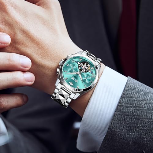 Image of OUPINKE Watches for Men Automatic Skeleton Self Winding Dress Wrist WatchBusiness Waterproof Luminous Tungsten