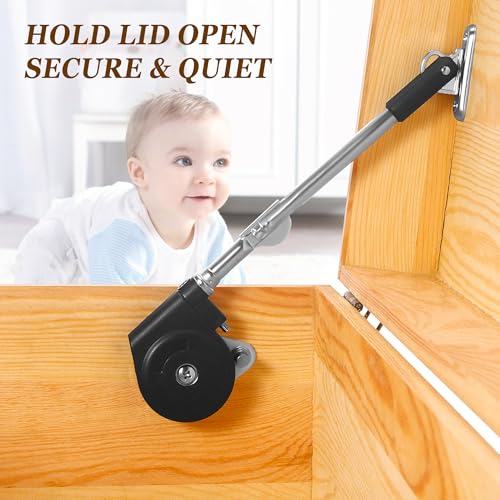 Lid Stay 105 Degree Soft Close Chest Hing Slow Closing Lid Support for Toy Box and Upward Top-Opening Flap Doors Black 2 Pack - Image 3