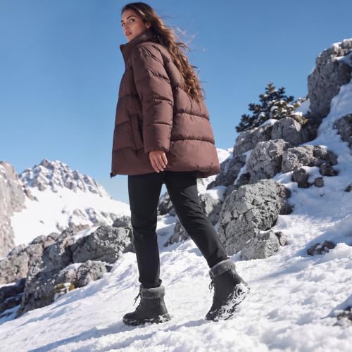 FANGARDEN Winter Boots for Women Men Winter Warm Anti Slip Leather Shoes - image 3