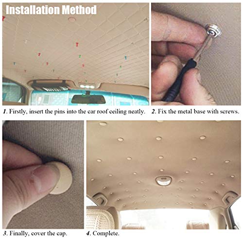 EZYKOO 60 pcs Car Roof Headliner Repair Button, Auto Roof Snap Rivets Retainer Design for Car Roof Flannelette Fixed, with Installation Tool and Fit All Cars(Beige Flannelette)