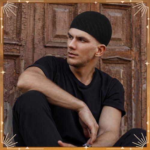 Image of Boyiee Kufi Hat for Men Muslim Knit Kufi Cap Crochet Beanie Skull Beanie African Hat for Men Women