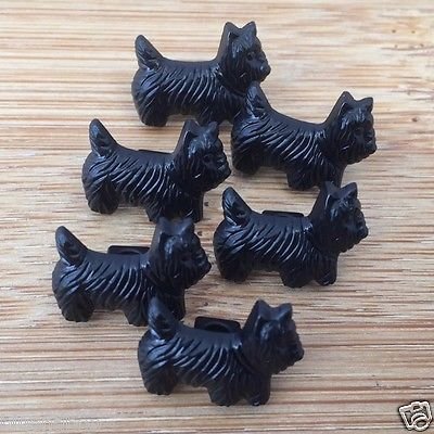 Always Knitting & Sewing 10 x Black or White Scottie Dog Buttons, 16mm Wide x 13mm high - Shank on Back (Black)