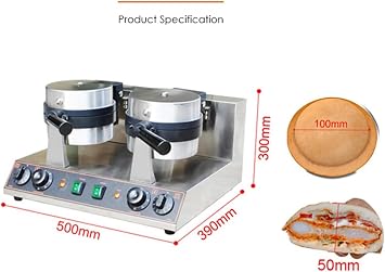 Electric Panini Press Burger Machine, 1300W Commercial Waffle Maker, Non-Stick Stainless Steel Double-Sided Heating, Doublehead