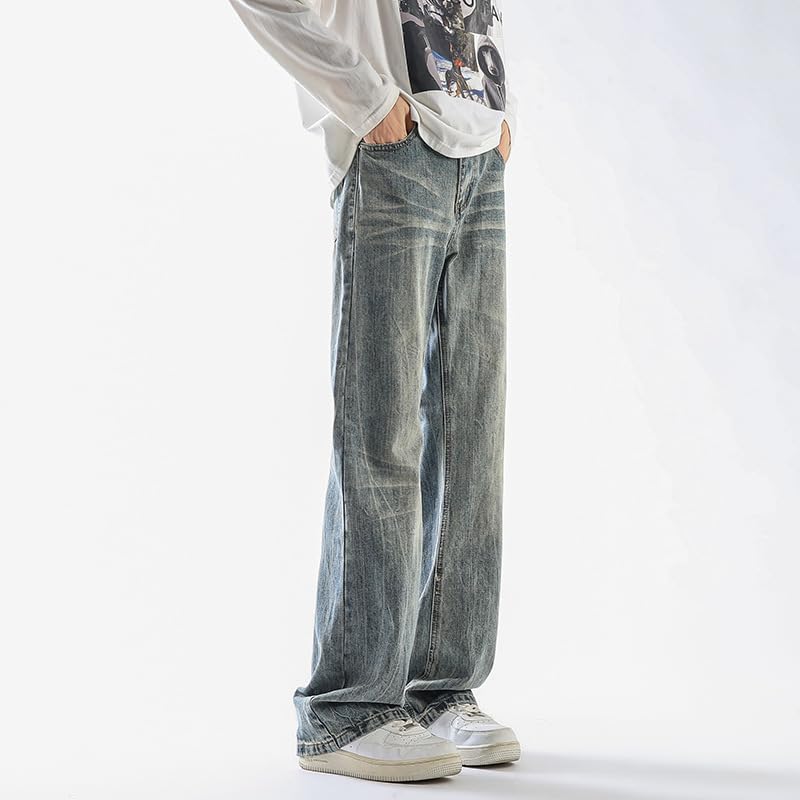 Men's Spring High Street Vintage Denim Pants Straight Leg Jeans3