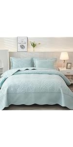Ensemble de couvre-lit surdimensionné 3 pièces 100 % coton MarCielo Ensemble de couvre-lit Ensemble de courtepointe léger Brodé...