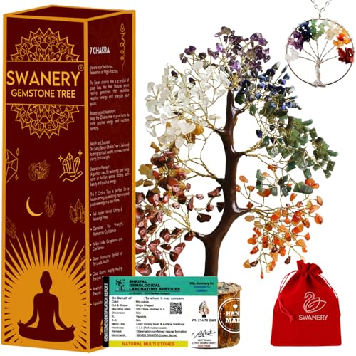 Swanery Crystal Tree of Life 7 Chakra Healing Crystal Trees for Home Decor, Office Desk Decor, Living Room Decor, Bonsai Trees for Positive Energy, Good Luck (Amethyst Tree)