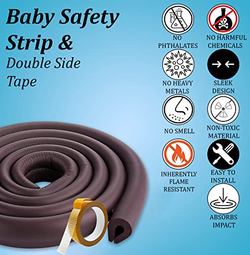 Image of SYGA Baby Safety Strip Furniture Edge Guard Cushion Corner Cover 2 Meter 6.5 feet Tape Infant Bump Protector (UShape Brown)