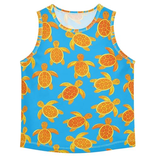 J JOYSAY Cartoon Turtle Golden Boys Tank Top Sleeveless Muscle Shirts Quick Dry Kids T-Shirts 3-15T