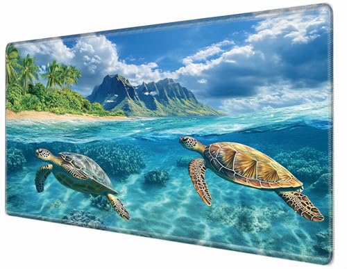 Image of 36x24 Desk Mat Sea Turtle Mouse Pad Oversized Huge Mousepad Gaming XXXL Extra Large Desk Pad Giant Computer Mat with Stitched Edges Non-Slip Rubber Base for Office Work Home Game
