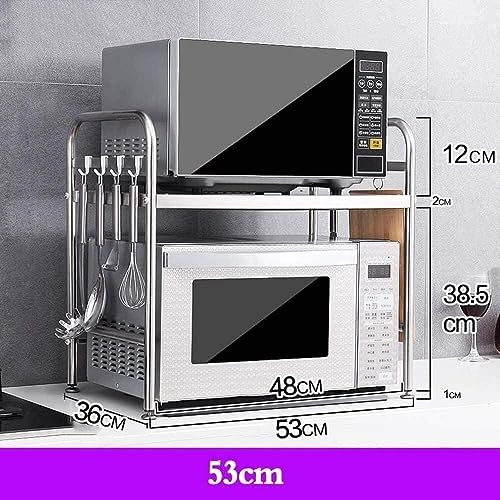 Étagère à micro-ondes en acier inoxydable à 2 niveaux pour comptoir de cuisine