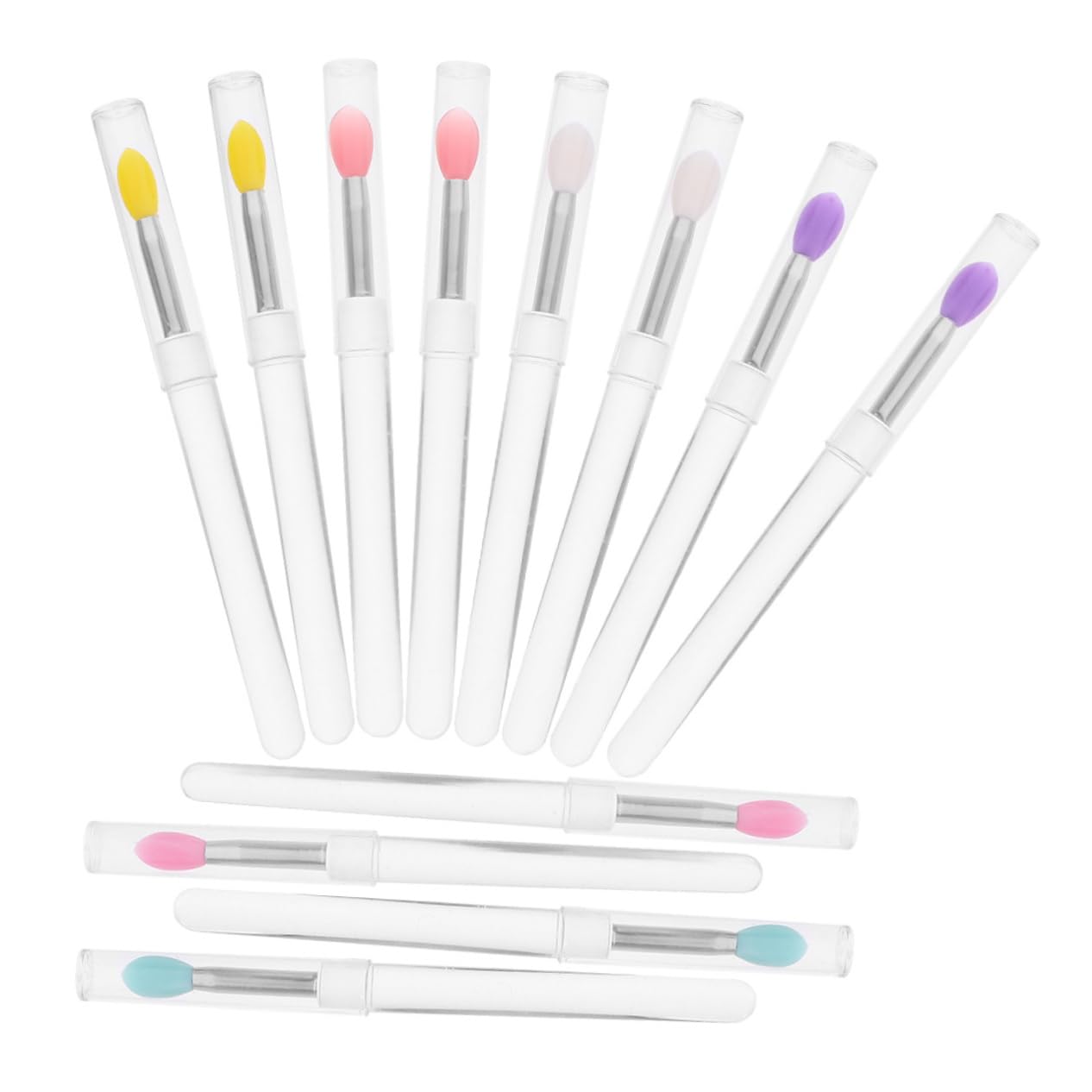 SOESFOUFU Silicone Lip Brush Applicator Wands 12 Pieces Set Lipstick and Lip Gloss Applicators Compact Makeup Tool for Women