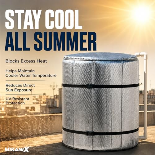 Image of MIKANIX Premium Insulated Water Tank Cover for 1000L Tank | Weatherproof Thermal Water Tank Jacket Protective Sleeve | Heat Reflective, Anti Freeze, Dustproof UV Protector for Outdoor Overhead Tanks