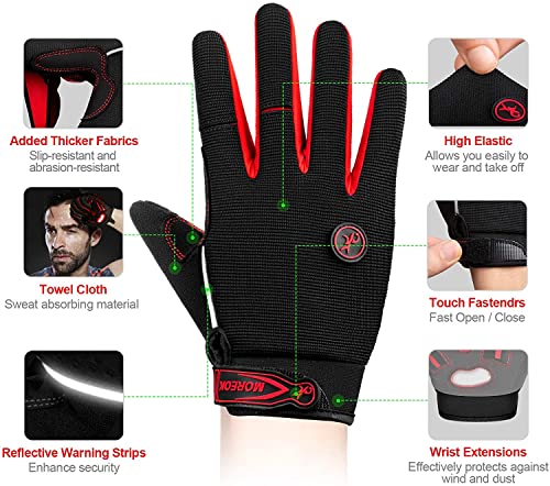 Cycling Gloves Bike Gloves Biking Gloves For Men Women,Touchscreen Full Finger Shock-Absorbing Mountain Bike Gloves,5Mm Gel Pads Mtb Road Bicycle Gloves For Running,Hiking,Outdoor Sports-Red-M #TOP2