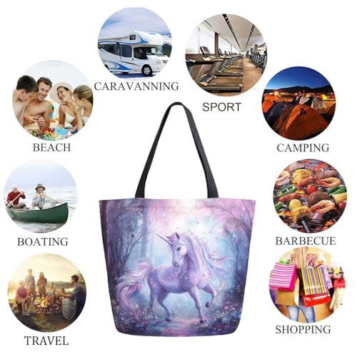 Fairy Forest Unicorn Butterfly Extra Large Canvas Gym Shoulder Tote,Durable Daily Reusable Top Handle Bag for Mens Womens Yoga Weekender Picnic Beach Travel Market Shopping4