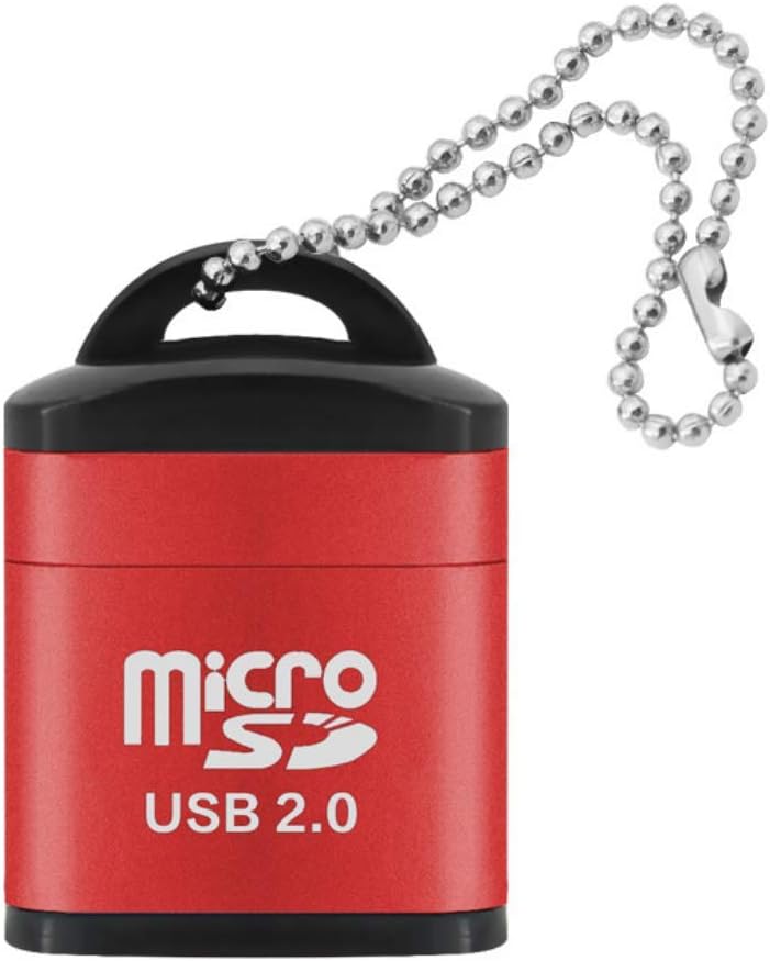 Cotchear Mini USB 2.0 Card Reader Micro SD Card Adapter for TF/Microsd Cards Reading High Speed Cardreader with Plastic Lid Key Ring (Red)