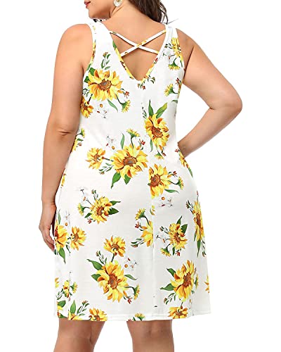 Pinup Fashion Plus Size Women Tank Dresses Sleeveless Criss Cross Back Cover Up T-Shirt Sun Dress with Pockets3