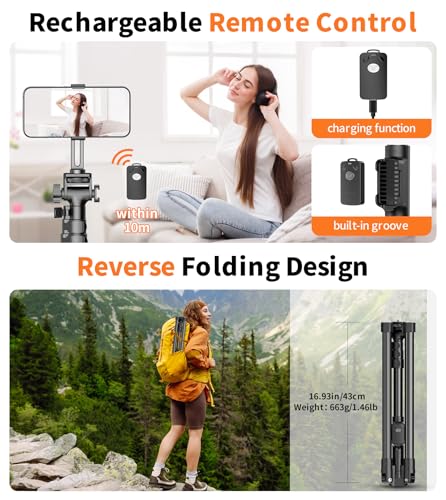 Image of XXZU 74 inch Magnetic Phone Tripod with Phone Clip for Magsafe, Camera Tripod | Aluminum Phone Tripod with Remote & Cold Shoe,Camera Stand Tripod for iPhone /Canon /Nikon /DSLR /Digital Camera Accessory Kits