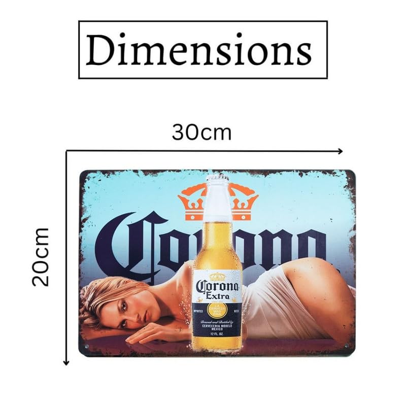 Image of Eazywagon Decorative Retro Metal Signs Wall Plate - 12x8 Inch (Ladie Corona Extra Beer) | Weatherproof Vintage Metal Sign Plate for Cafe, Home, Bar, Garage | Decorative Wall Hanging Sign Board